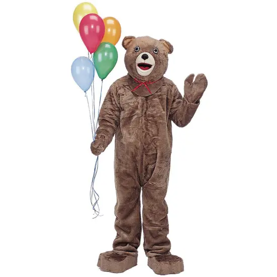 Teddy Bear Costume Plush Mascot Head Big Feet Halloween Outfit {1}