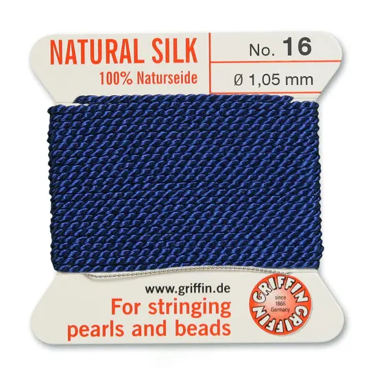 Size 16 Griffin Bead Cord 100% Natural Silk Dark Blue {2}