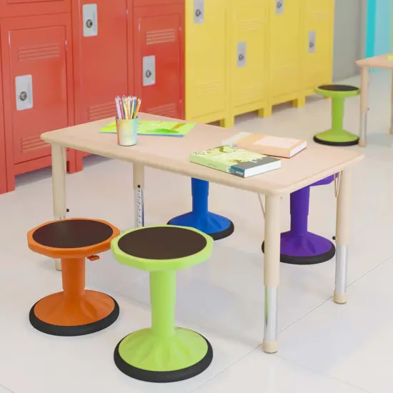 Emma and Oliver 23.625"W x 47.25"L Rectangular Plastic Height Adjustable Activity Table Natural {3}