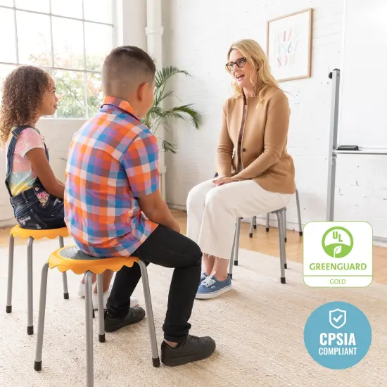 Daisy Stackable Stool Set, Flexible Seating, 8-Piece Yellow {5}