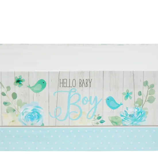 3 Pack Hello Baby Boy Plastic Table Covers for Baby Shower Decorations for Boys, Rustic Brid Design (Blue, 54 x 108 In) {5}