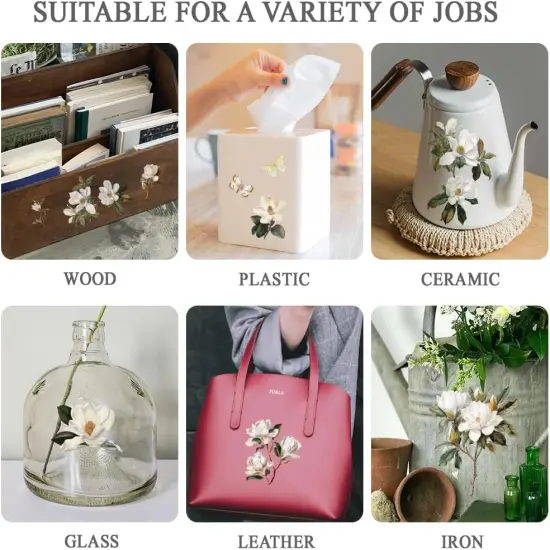 3pcs/Set White Magnolia Rub on Transfers {5}