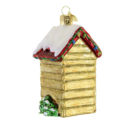 Old World Christmas 3.75 In Holiday Outhouse Tree Ornament , Snow Covered Roof Gold {2}