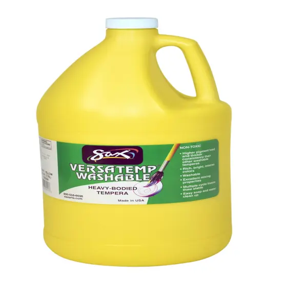 Sax Versatemp Washable Heavy-Bodied Tempera Paint, 1 Gallon, Primary Yellow {1}