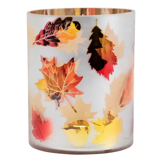 Northlight Autumn Leaves Glass Votive Candle Holder - 6" Multi {5}