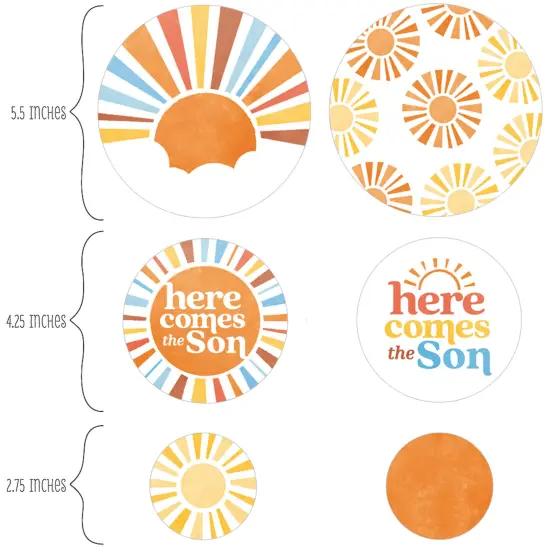 Big Dot of Happiness Here Comes The Son Baby Shower Decor, Boy Boho Giant Circle Confetti, Retro Sunshine Party Decorations - 27 Count {3}
