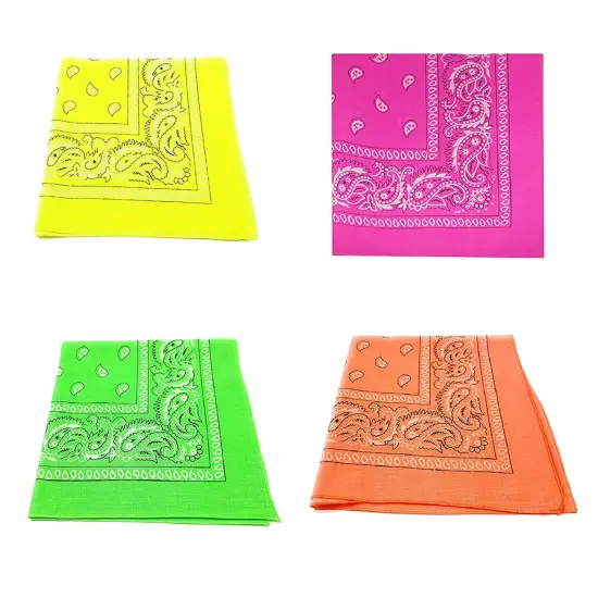 Qraftsy Neon Colors Paisley Bandana - Cotton - Available in 1 Pack or 3 Pack {2}