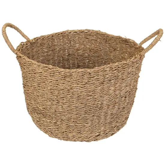Northlight Natural Beige Round Seagrass Table and Floor Baskets - Set of 3 {5}