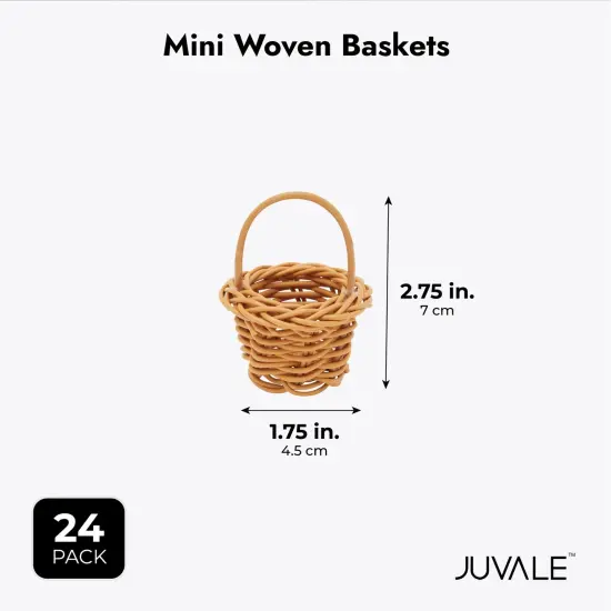 24 Pack Rattan Mini Picnic Baskets with Handles for Tiny Birthday Party Favors or Baby Shower (2.75 In) Brown {4}