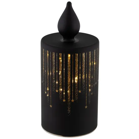 Northlight LED Lighted Glass Candle with Stars Christmas Decoration - 8" - Small Black {5}
