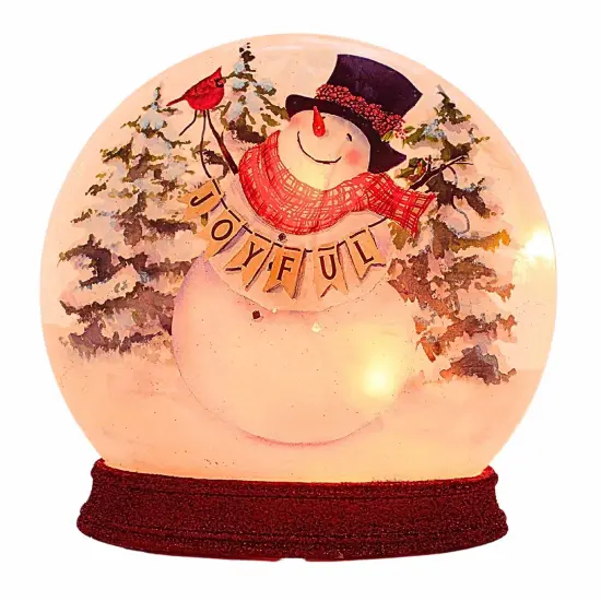 Stony Creek 7.0 Inch Joyful Winter Round Orb Christmas Lighted Glass Accent , Christmas Decor Electric Christmas CARDINAL {1}