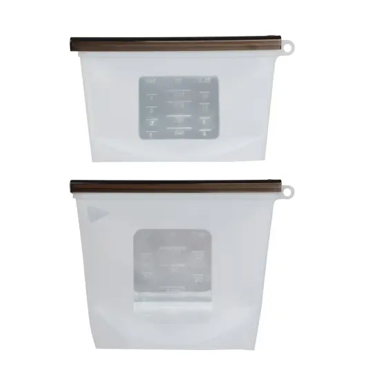 7Penn Silicone Food Storage Bag 500mL and 1000mL - 2pk Clear Reusable Food Bags {1}
