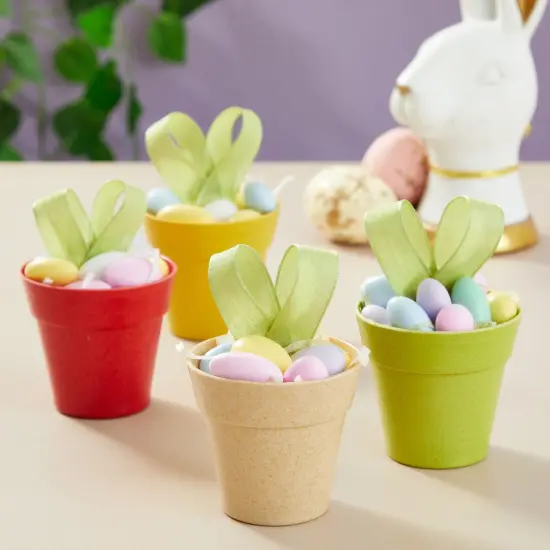 24 Pack Tiny Plastic Pots for Plants 1.5 Inch, Mini Planters for Flowers, Succulents (4 Colors), 6.4*6.4*5.7CM Multicolor {2}