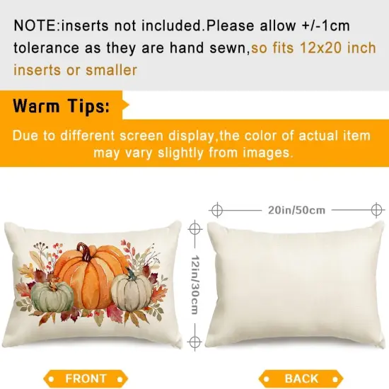 Fall Pumpkin Throw Pillow Covers - 12x20 Inch {3}
