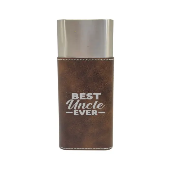 Cigar Case with Cutter - Best Uncle Ever - Leather Black/Silver {3}