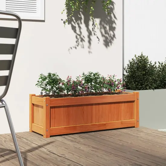 vidaXL Garden Planter Wax Brown 35.4"x12.2"x12.2" Solid Wood Pine {3}