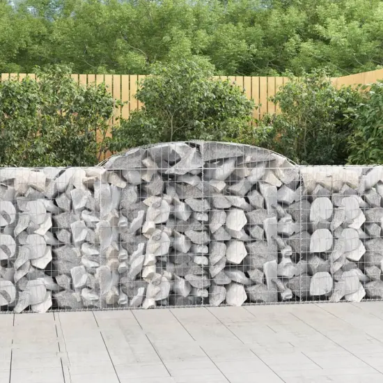 vidaXL Arched Gabion Baskets 2 pcs 118.1"x19.7"x39.4"47.2" Galvanized Iron {1}