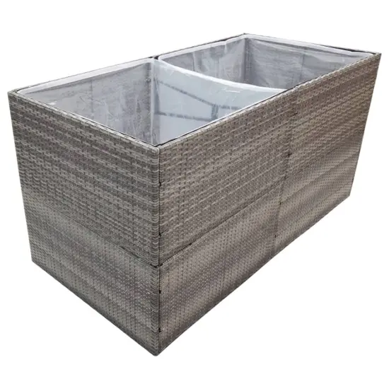 vidaXL Garden Planter Gray 61.8"x31.5"x31.5" Poly Rattan {3}