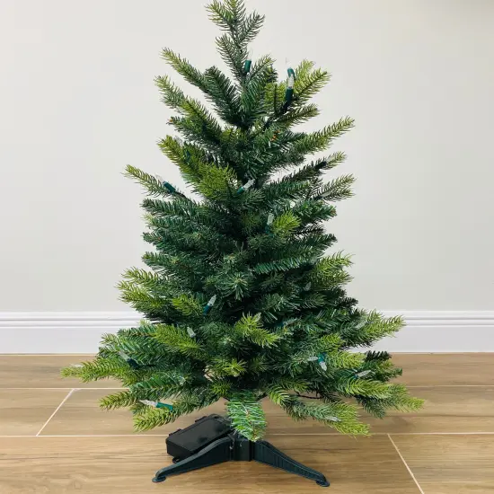 Christmas Tree Tabletop Icelandic Fir Color+Clear LED Battery Operated (3') - HOLIDAY TREE {4}