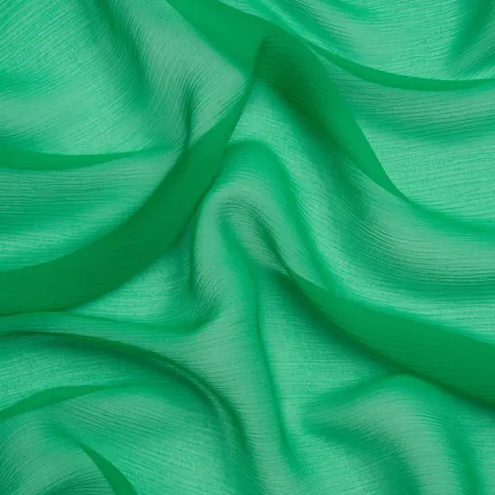 1 Yard Silk Crinkled Chiffon Kelly Green Sheer Lightweight Fashion Fabric, 43 Inches Wide {1}