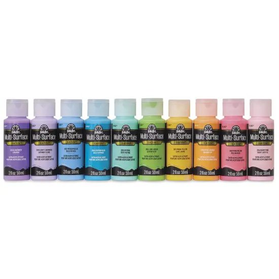 FolkArt Multi-Surface Acrylic Paints - Set of 10, Bright Colors, 59 ml Bottles {1}