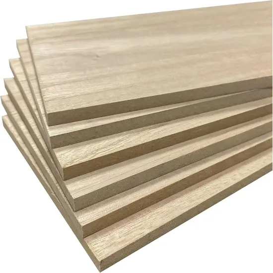 6 Pack Veneered MDF Double Sided Paulownia Wood,MDF Core,6.4mm 1/4th Inch, 5"x15" {5}
