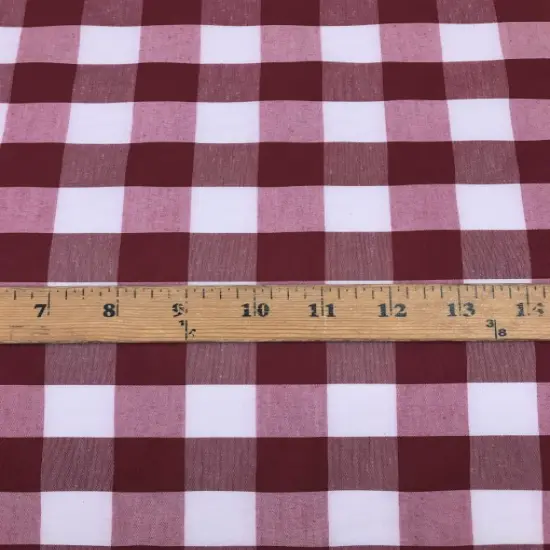 1 Yard Burgundy 1 Inch Checkered Gingham Poly Cotton Fabric For Apparel 58/59 Inch Wide Non-Stretch {1}