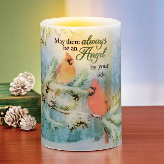 Collections Etc Angel By Your Side Cardinal LED Lighted Flameless Candle {1}