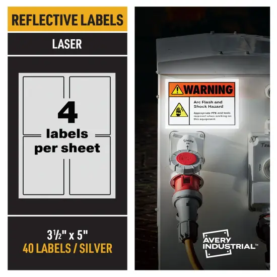 Avery Reflective Labels, 3.5" x 5" Silver Reflective Sign Labels, Laser Printable, 40 Labels (61584) {2}