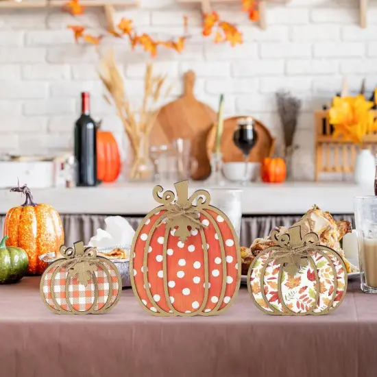 Fall Decor Wooden Plaid Pumpkin {4}