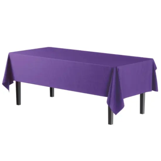 Exquisite 6-Pack Premium Plastic Tablecloth 54in. x 108in. Rectangle Plastic Table Cover Purple {3}