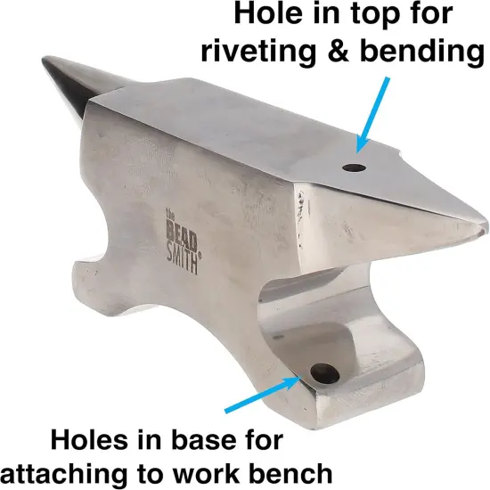 The Beadsmith Dual-Ended Horn Anvil &ndash; Mini Size 2.5 x 1 x 1.5 inches &ndash; 118mm Tip to Tip &ndash; 13.11oz/0.82lbs &ndash; Made of Solid Stainless Steel &ndash; Flat Horn and Rounded Horn &ndash; Use for Hardening Wire Designs {2}