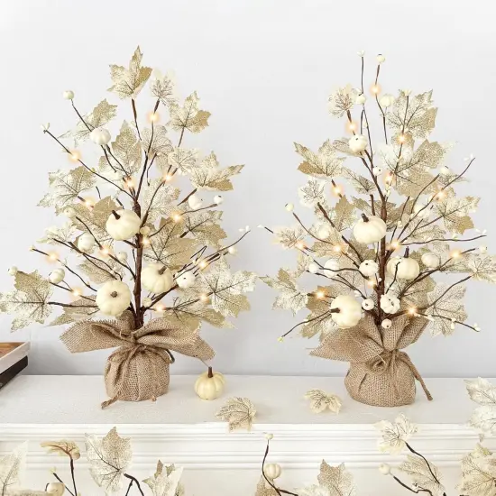 2 Pack Lighted Fall Maples Tree Fall Decor {3}