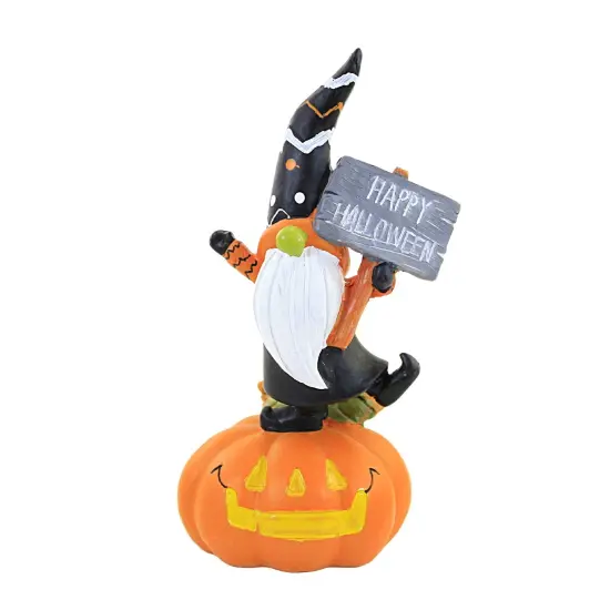 C & F 7.0 Inch Gnome With Halloween Sign Halloween Figurine , Lightweight Halloween Decor Pumpkin Jack-O-Lantern Orange {1}