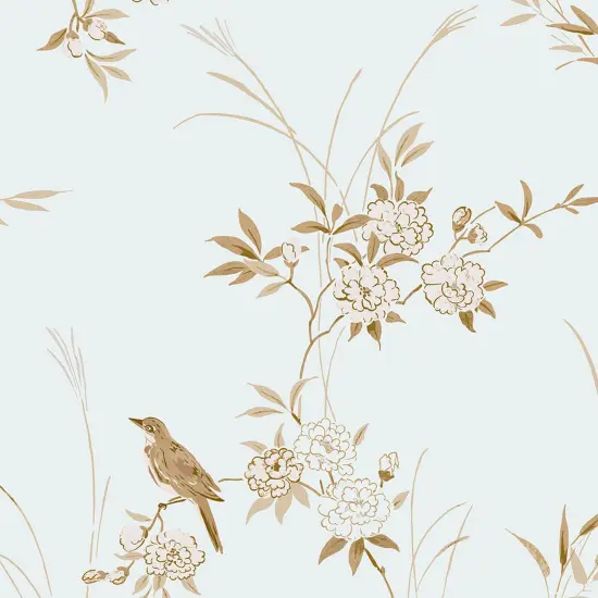 Rachel Ashwell Bird Chinoiserie Blue Gold Wallpaper {4}
