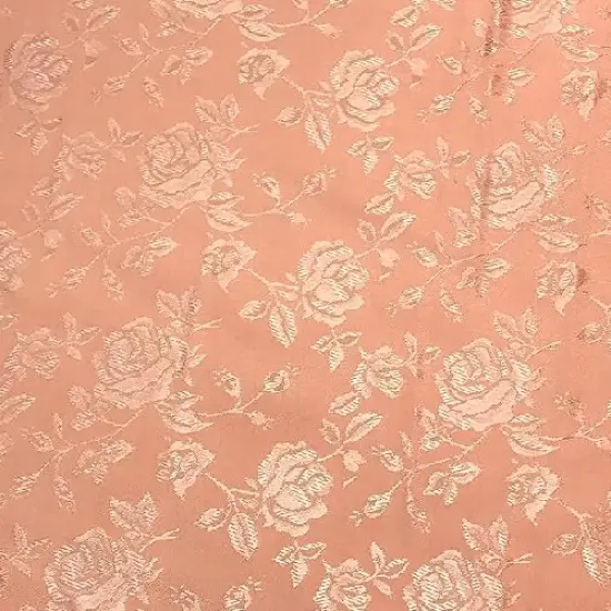 1 Yard Peach Rose Floral Jacquard Satin Fabric, 60/59&Prime; Width, 100% Polyester {1}