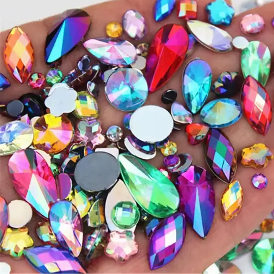 1000pcs AB Colorful Flatback Rhinestones - Mixed Color {1}