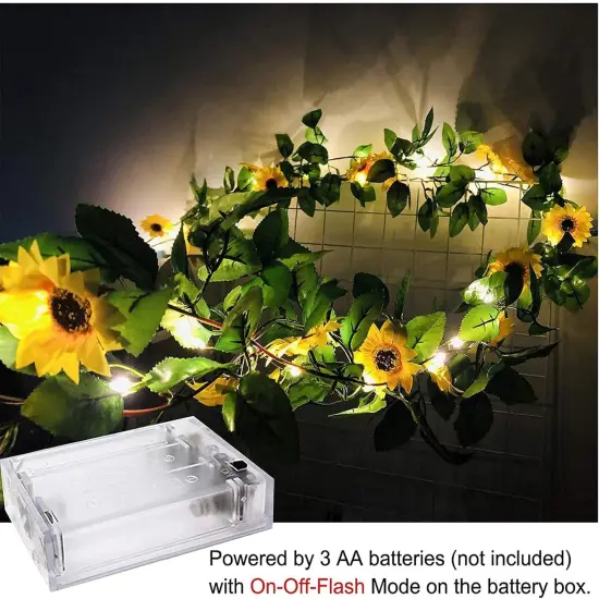 20 LED Artificial Sunflower Garland String Lights {4}