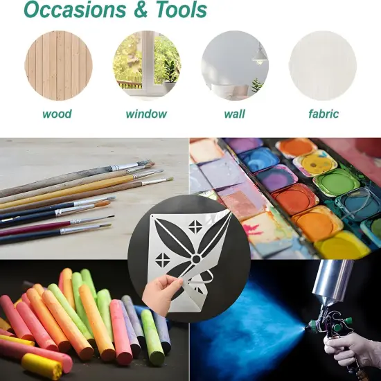 4PCS 8 Inch Leaf Wall Stencils {4}