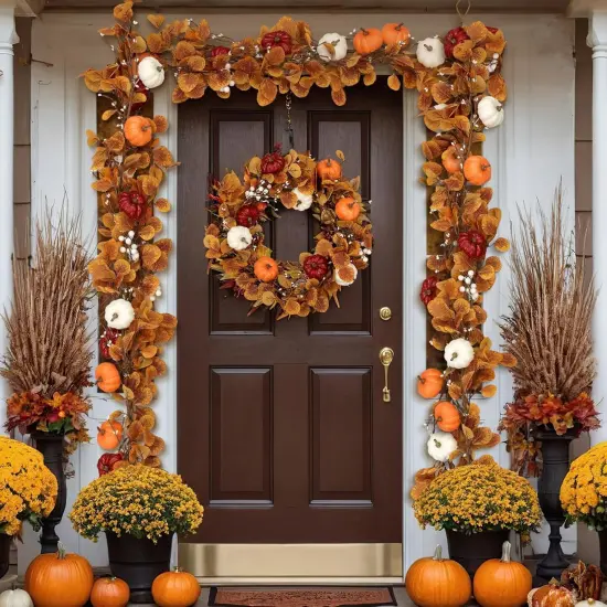 1 Pcs Fall Artificial Garland with Pumpkins {3}
