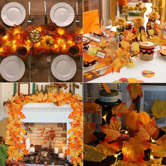 2 Pack Fall Garland With Lights - 11.8FT Indoor String Lights {3}