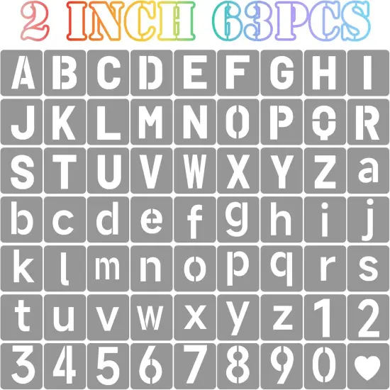 63 Pcs - 2 Inch Letter Stencils Symbol Numbers Craft Stencils {1}