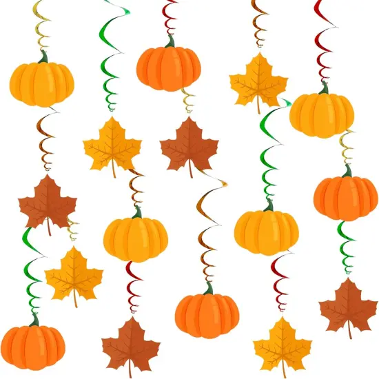 Fall Pumpkin and Maple Leaf Hanging Swirls {1}