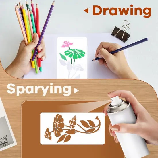 17pcs - Flower Stencils for Painting,Stencils for Crafts Reusable {5}