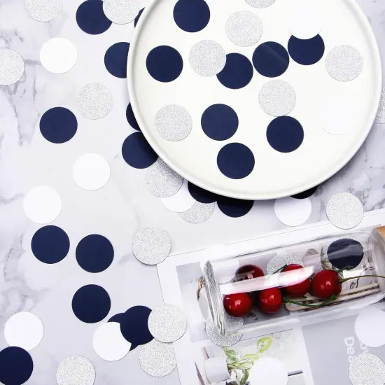 Navy-Blue White-Silver Party-Decorations Confetti {4}