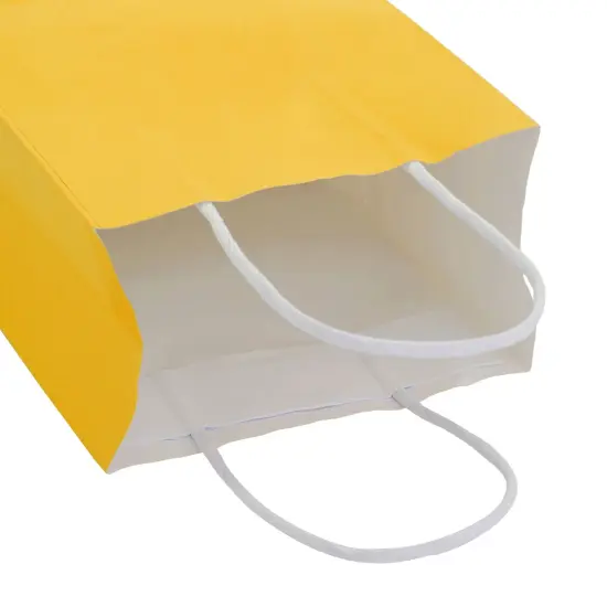25 Pack Yellow Paper Gift Bags with Handles for Birthday Party Favors (5x3x9 Inches) {6}