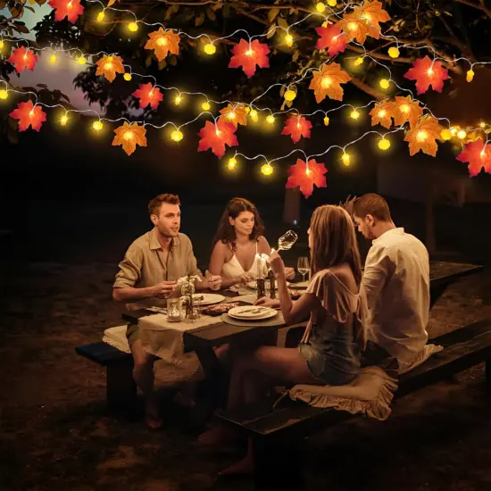 20 Pack Fall Decor Lighted Fall Garland, Total 200 Ft 400 LED Fall Maple Leaves {3}