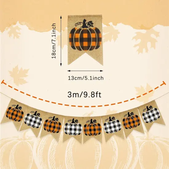 Fall Pumpkin Plaid Banner - White Black Plaid {2}