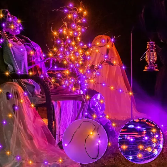 4 Pack 16.4Ft 50 LED Purple Orange Halloween Fairy Lights {5}