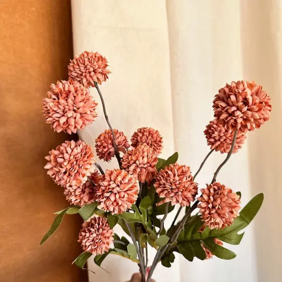 6pcs Pompon Mum Artificial Flower (Burnt Orange) {4}